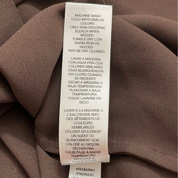 Chico's Sheer Brown Long Sleeve V-Neck Cold Shoulder Blouse - Picture 11 of 11